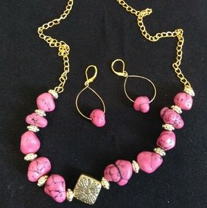 Painted Turquoise necklace and earring set